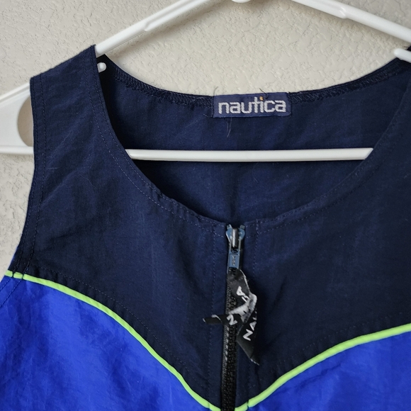 NAUTICA x VINTAGE 90s nylon zip front crop top blue - Picture 3 of 4